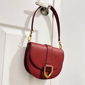 CHARLES & KEITH - Gabine Leather Saddle Bag (Red)